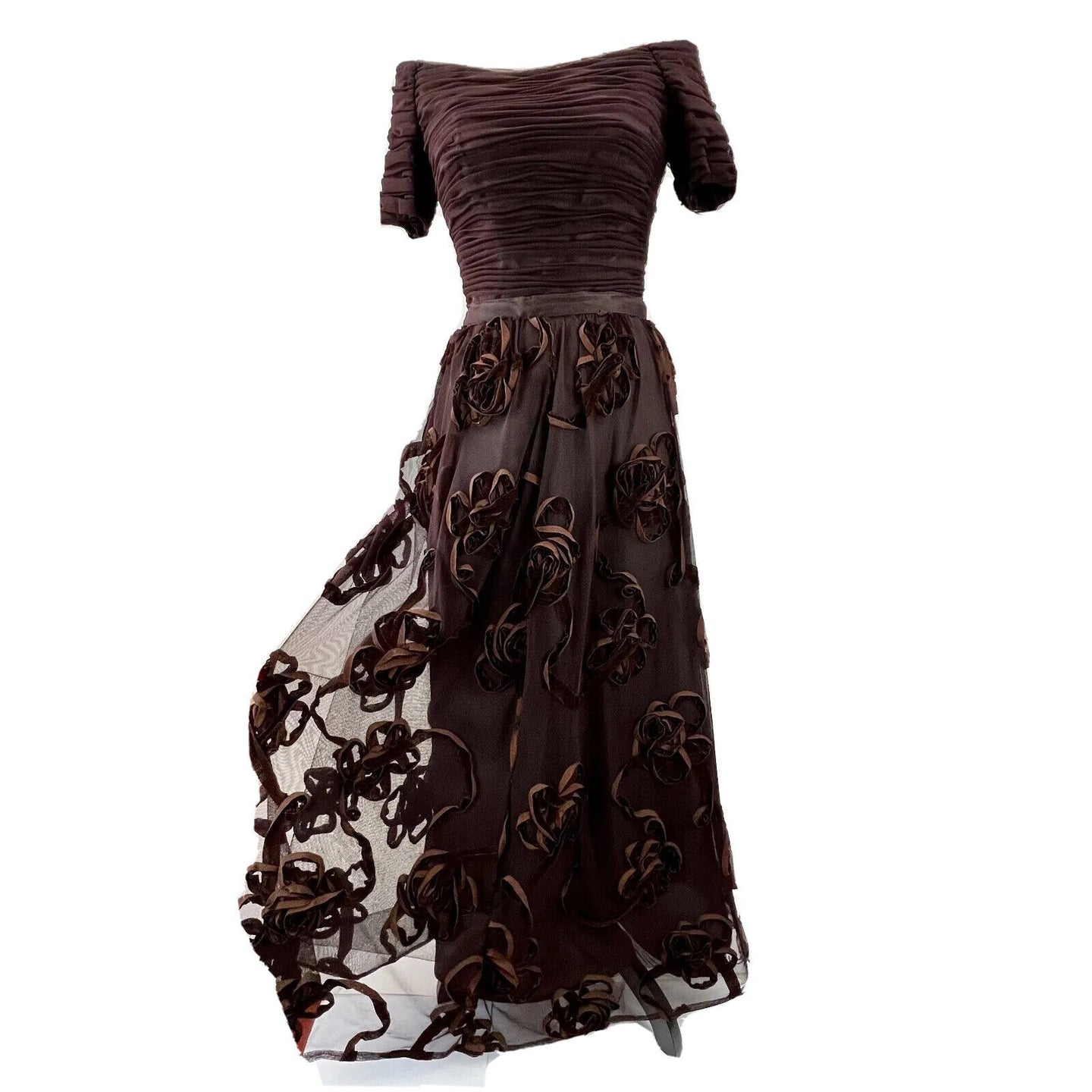 Brown 2 Piece Tulle Gown Size 6 Small