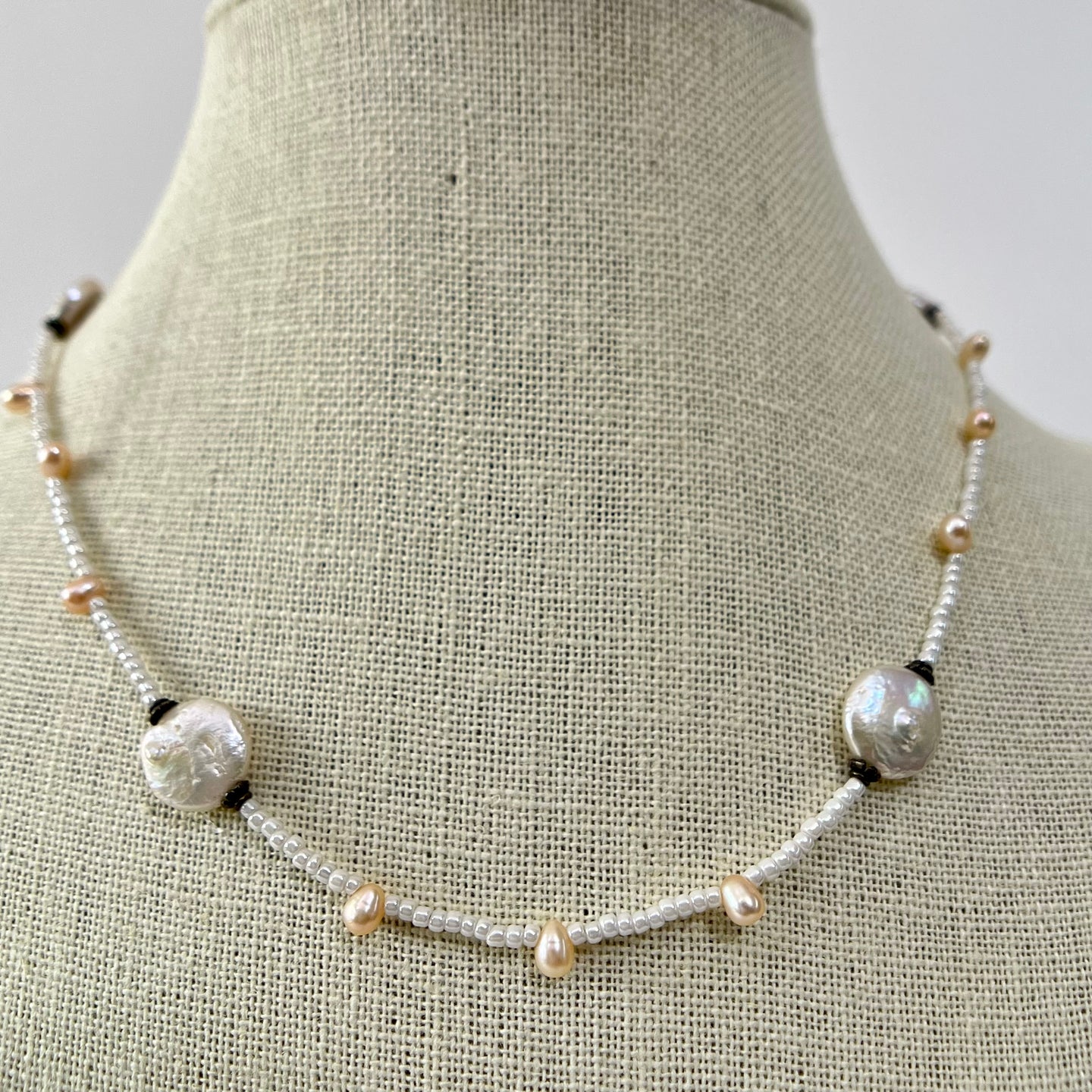 Seed Bead & Cultured Fresh Water Pearl Necklace