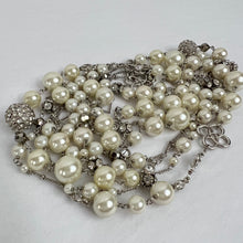 Load image into Gallery viewer, Double Strand Pearl Station Necklace 38&quot;
