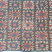 Load image into Gallery viewer, Wool Knit Granny Square Afghan Blanket  86 x52
