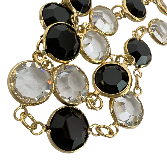 Swarovski Crystal Black and Gold Bezel Continuous Necklace 34