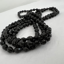 Load image into Gallery viewer, Antique Jet Black Beaded Mourning Necklace Extra Long 58&quot;
