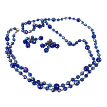 Load image into Gallery viewer, 50s Long Blue Aurora Borealis Necklace and Earrings Set
