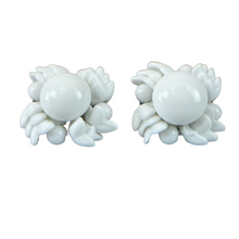 Load image into Gallery viewer, Mid Century Milk Glass Screw Back Earrings Made in Japan
