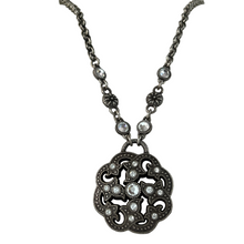 Load image into Gallery viewer, Brighton Silver Crystal Marcasite Circle Pendant Necklace 19&quot;
