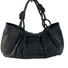 Load image into Gallery viewer,  Nancy Gonzalez Knot Shoulder Bag Pleated Crocodile Large
