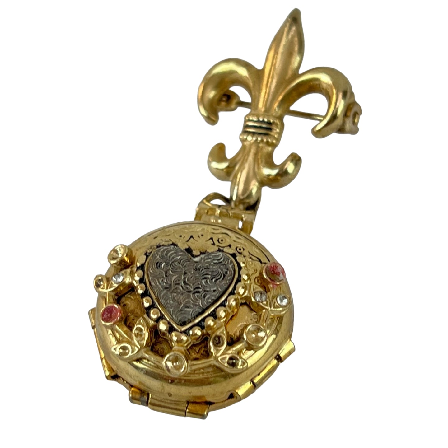 Coro Pegasus Heart Locket 4 Photo Brooch