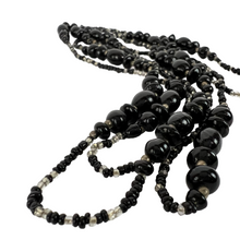 Load image into Gallery viewer, Antique Black Seed Bead Station Necklace Extra Long 60&quot;
