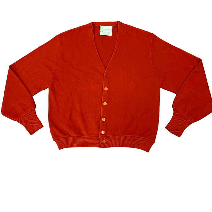 Vintage Cardigan Sweater Orange Kurt Cobain Grunge Size Large