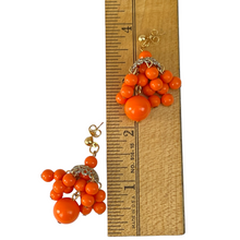 Load image into Gallery viewer, Vintage Orange Dangle Ball Cluster Earrings
