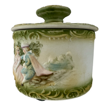 Load image into Gallery viewer, Antique Porcelain Trinket Box with Hand-painted Romantic Couple
