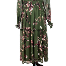 Load image into Gallery viewer, Taylor Floral Print V-Neck Dress Green Size 12
