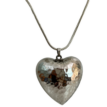 Load image into Gallery viewer, Vintage Hammered Silver Puffy Heart Pendant
