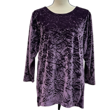 Load image into Gallery viewer, Umgee Boho Purple Pleat Shoulder Velvet Long Sleeve Top Size Medium
