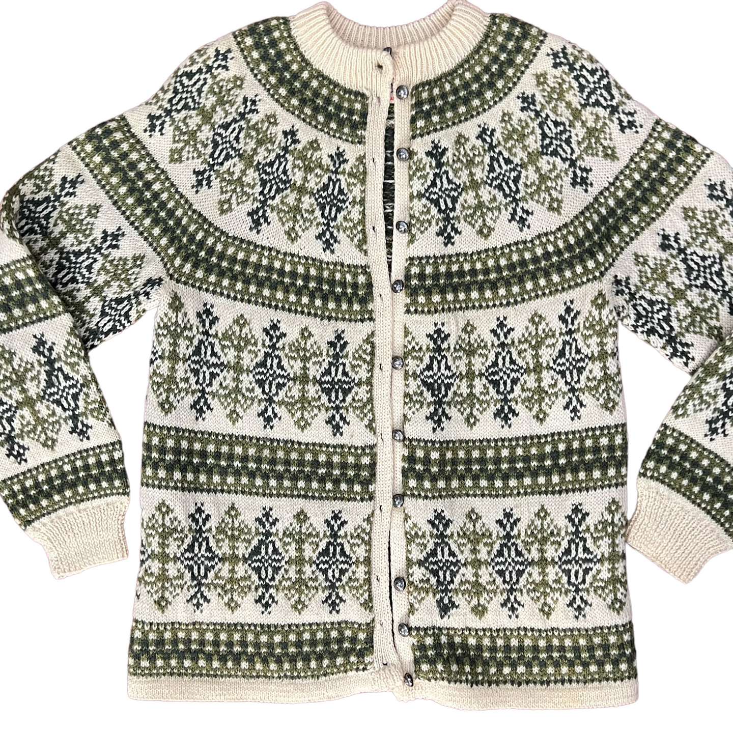 VTG Paul Mage Denmark Cardigan Sweater Handmade Fair Isle 100% Wool Size M