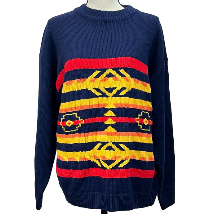 Vintage Vanderbilt Aztec Knit Pullover Sweater Size Medium