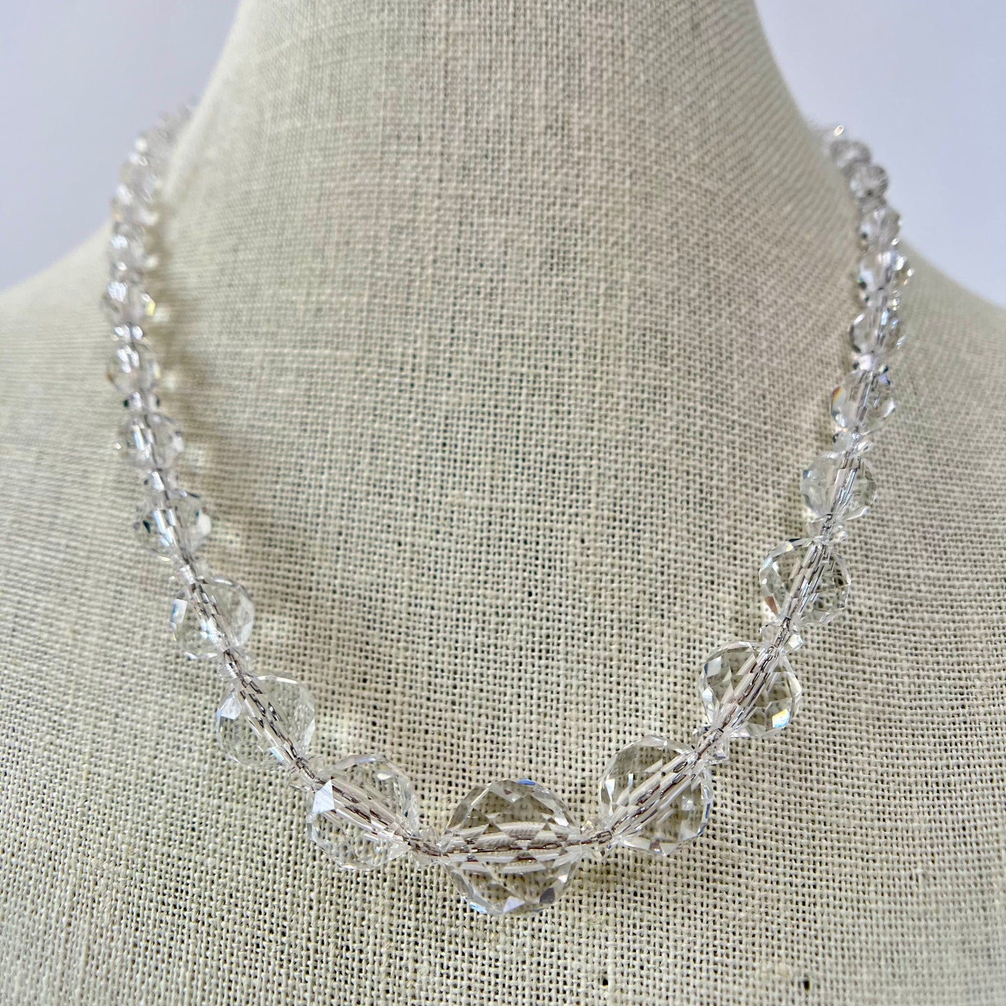 Vintage Crystal Quartz Graduated Bead Necklace