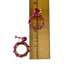 Load image into Gallery viewer, Vintage Gold &amp; Pink Hoop Screwback Earrings
