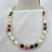 Load image into Gallery viewer, Vintage Jade Coral Mother of Pearl Bead Necklace 26&quot;
