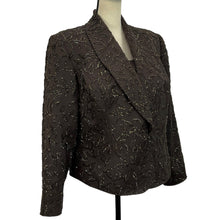 Load image into Gallery viewer, Oleg Cassini Black Tie Beaded Evening Jacket Set Size 14W
