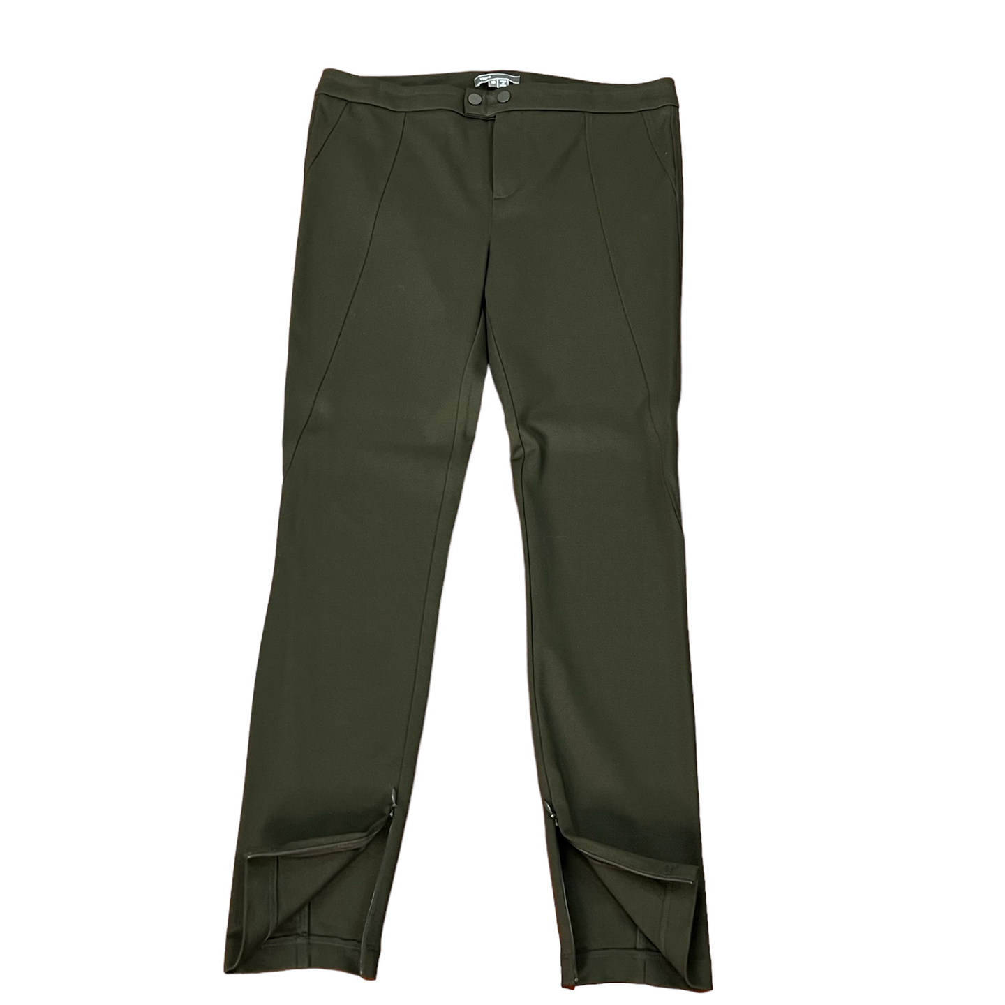 Vince Olive Ponte Pant with Ankle Zippers Tapered Leg Size 10