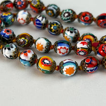 Load image into Gallery viewer, Vintage Millefiori Hand Knotted Glass Bead Necklace 15.5&quot;
