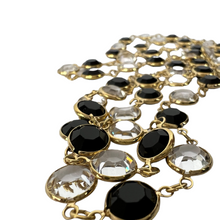 Load image into Gallery viewer, Swarovski Crystal Black and Gold Bezel Continuous Necklace 34&quot;
