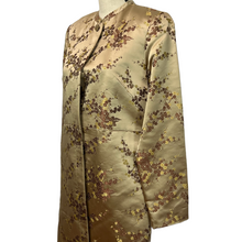 Load image into Gallery viewer, Gold Silk Cherry Blossom Duster Jacket Size 8
