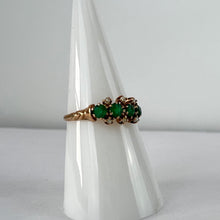 Load image into Gallery viewer, Antique Emerald Ring with Pearls on Gold Band Setting Size 7
