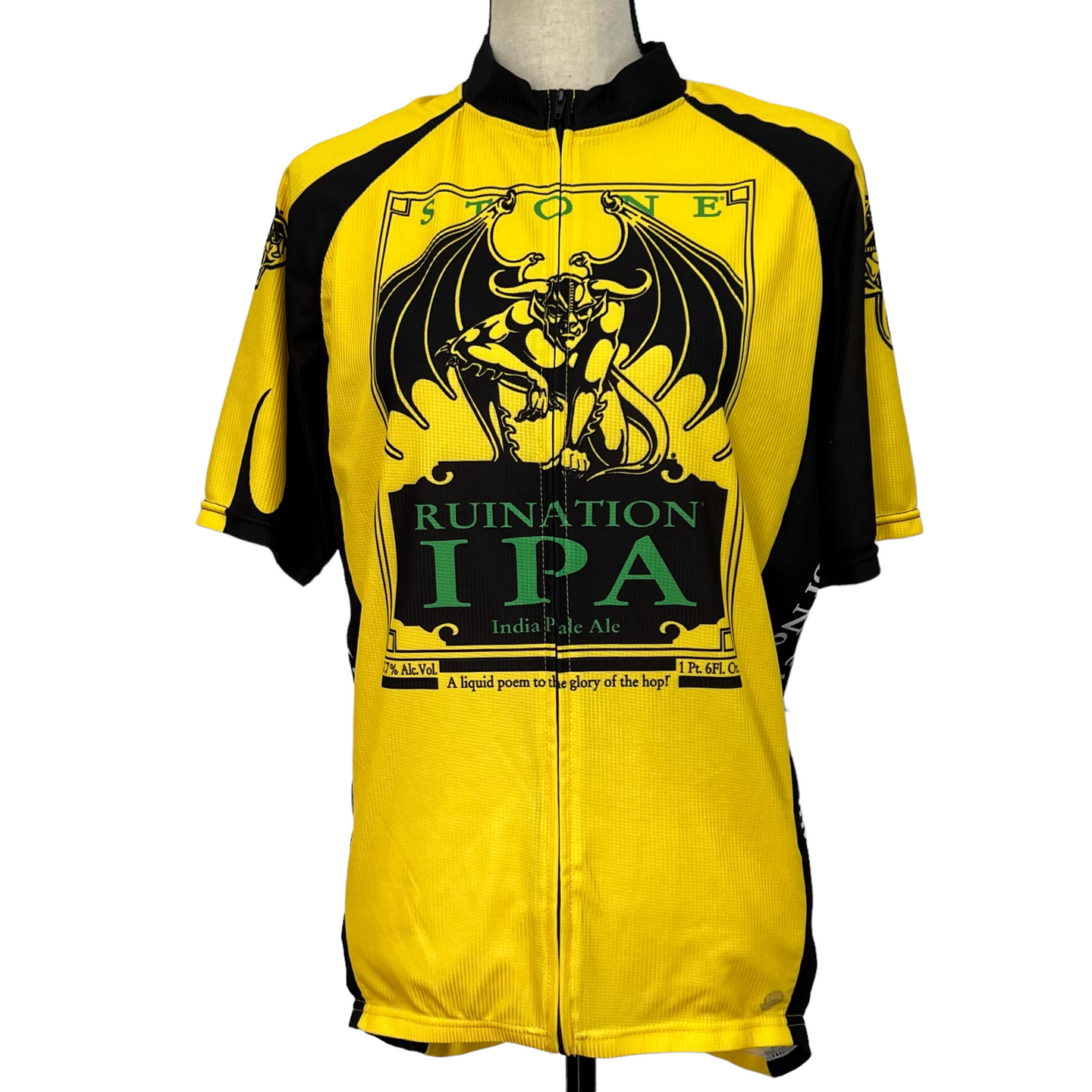 Canari Yellow & Black Cyclist Shirt Stone Ruination IPA Size Large