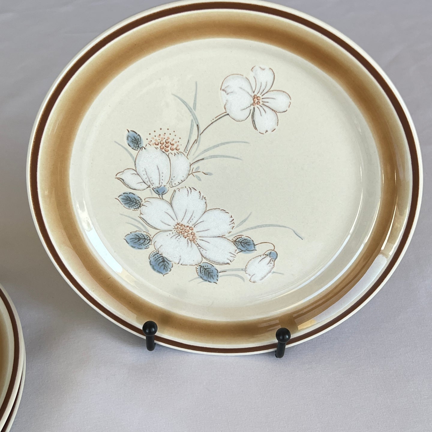 Water Colors Hearthside Dawn Stoneware Floral Luncheon Plates 8