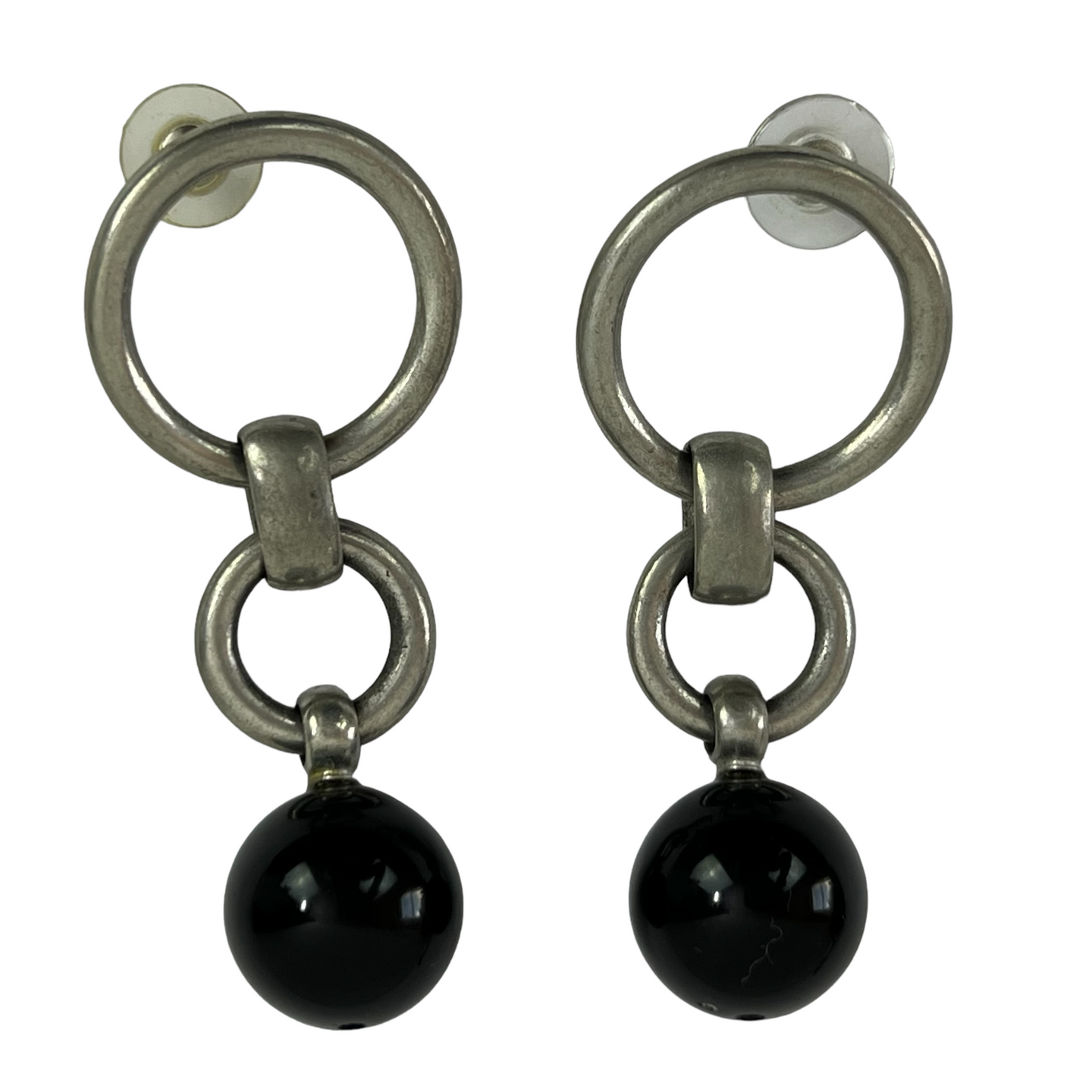 Ben Amun Dangle Ball Earrings.Black & silver dangle ball earrings by Ben Amun. Excellent vintage conditon.  Ben-Amun jewelry is handcrafted by skilled artisans in their atelier located in the Garment District of New York City. They pride themselves on using materials of the highest quality. Each jewelry piece is handmade, which takes time and skill to produce. Most of our artisans have been with with them for over 30 years.