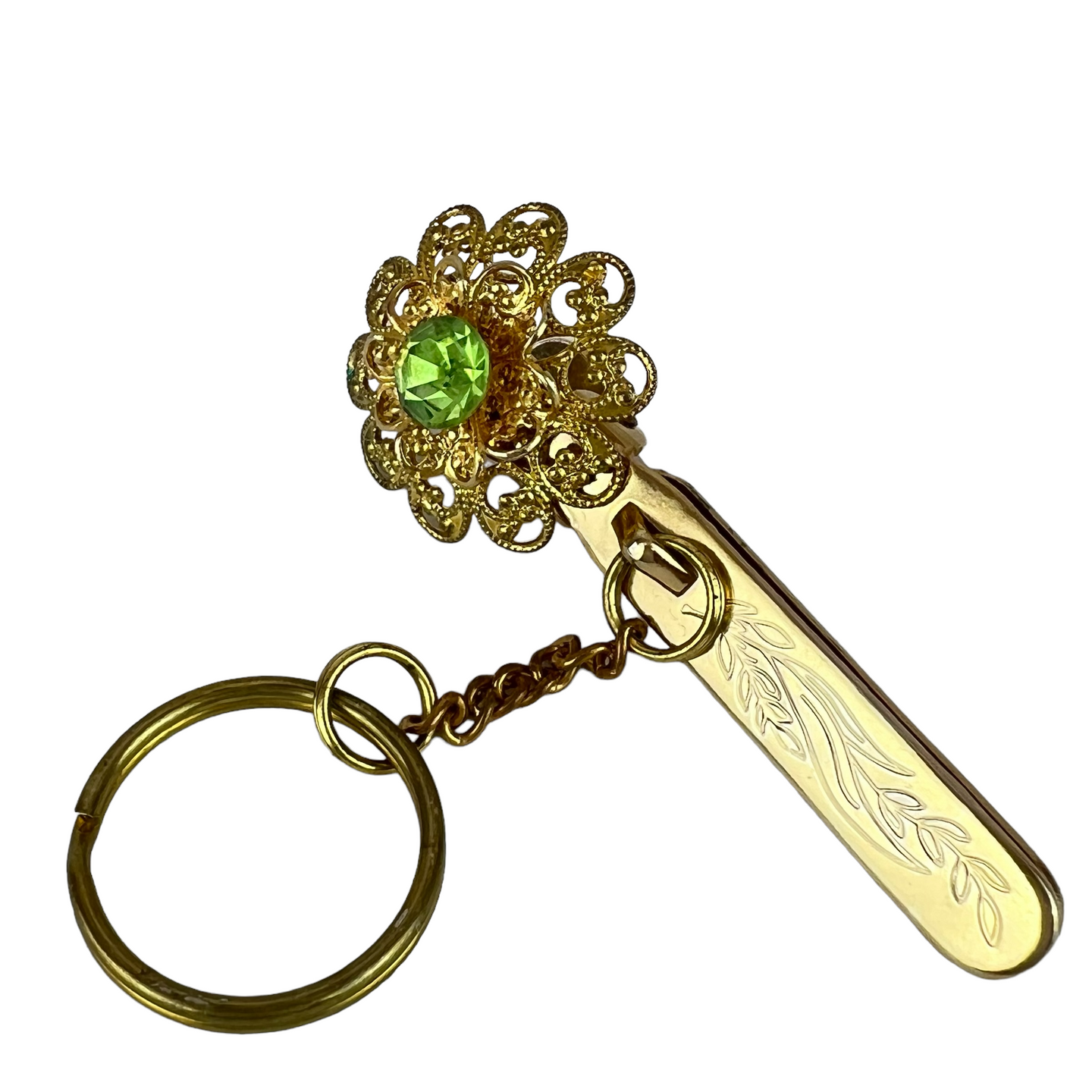 Vintage Gold Filigree Key Finder Keychain.   Good vintage condition.   Processed within 1 business day (not included in shipping carrier’s estimated arrival time). Tracking uploaded immediately upon shipment.