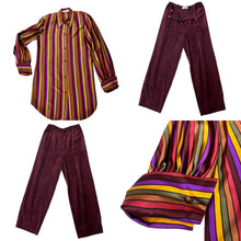 Load image into Gallery viewer, 90s Vintage Silk Shirt with Pants Outfit Set Size Large
