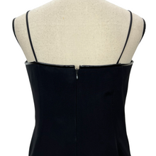 Load image into Gallery viewer, Y2k Worth Black Silk Cocktail Dress with Leather Trim Size 6
