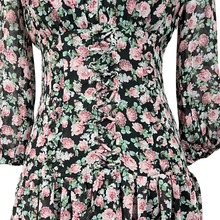 Load image into Gallery viewer, Mable Floral V-neck Puff Sleeve Ruffle Dress Size Small
