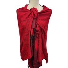 Load image into Gallery viewer, 100% Pashmina Paisley Print Fringed Wrap Scarf 76&quot;

