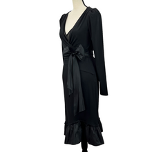 Load image into Gallery viewer, Vera Wang Purple Label Jersey Wrap Dress w Taffeta Ruffle Hem Size 8
