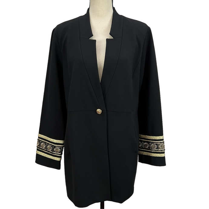 Chico's Gold Embroided Blazer Jacket Size 2