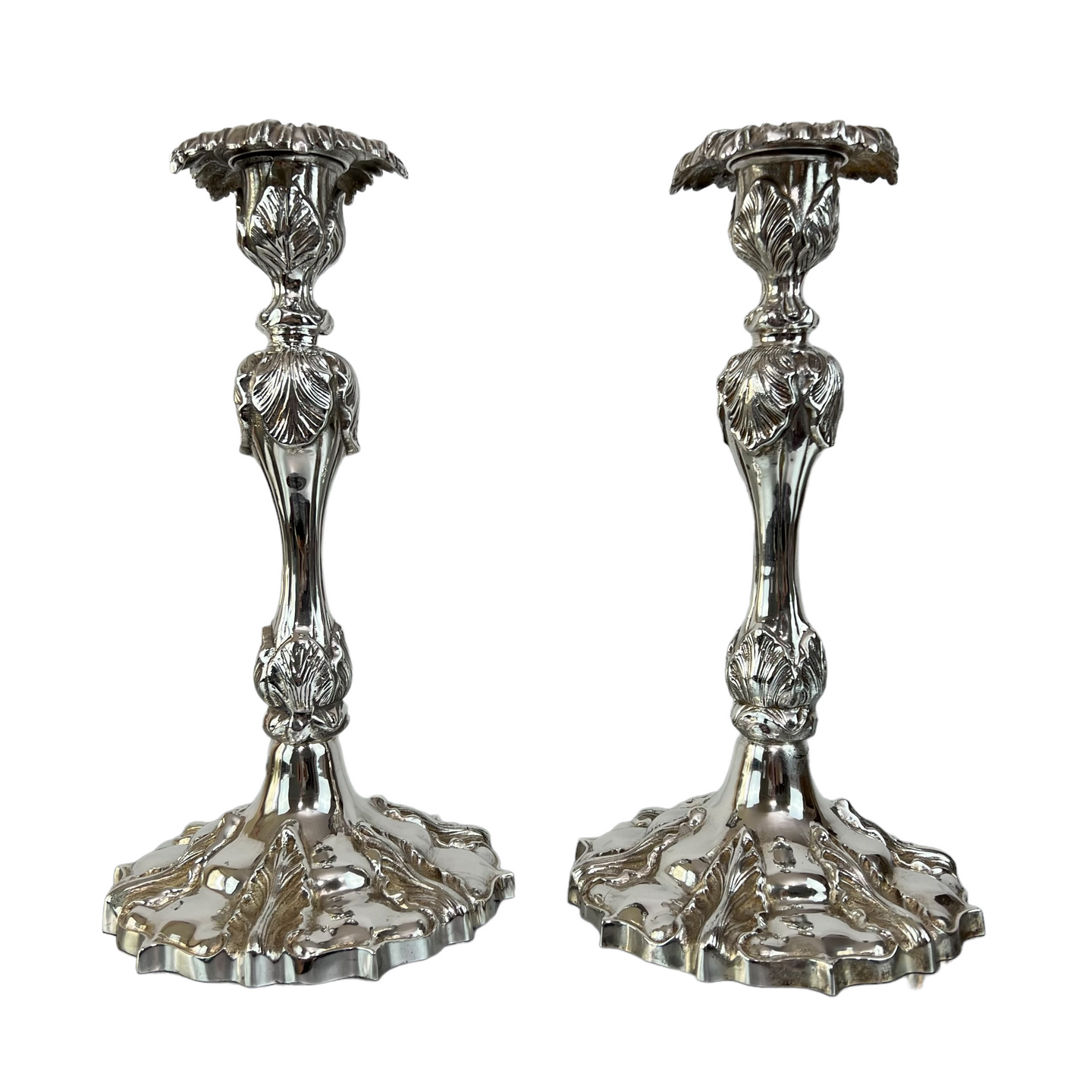 Vintage Pair Ornate Silver Candlestick Holders