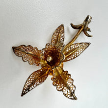 Load image into Gallery viewer, Filigree Orchid Brooch Sterling Silver Portugal
