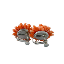 Load image into Gallery viewer, Mid Century Coral Bead Cluster Clip on Earrings
