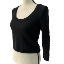 Load image into Gallery viewer, Vtg Benetton Knit Black Cropped Wool Sweater Size Small
