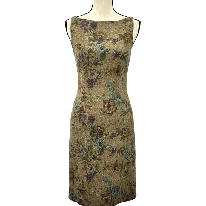 Ralph Lauren Black Label Floral Wool Sheath Dress Size 4