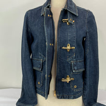 Load image into Gallery viewer, Lauren Denim Jacket with Horse Bit Button Closure Size XS
