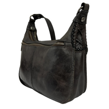 Load image into Gallery viewer, Patricia Nash Camila Hobo Bag Vintage Distressed Leather Smoke
