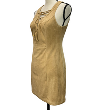 Load image into Gallery viewer, Tan Faux Suede Lace Up Dress Size 2
