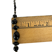 Load image into Gallery viewer, Antique Black Seed Bead Station Necklace Extra Long 60&quot;
