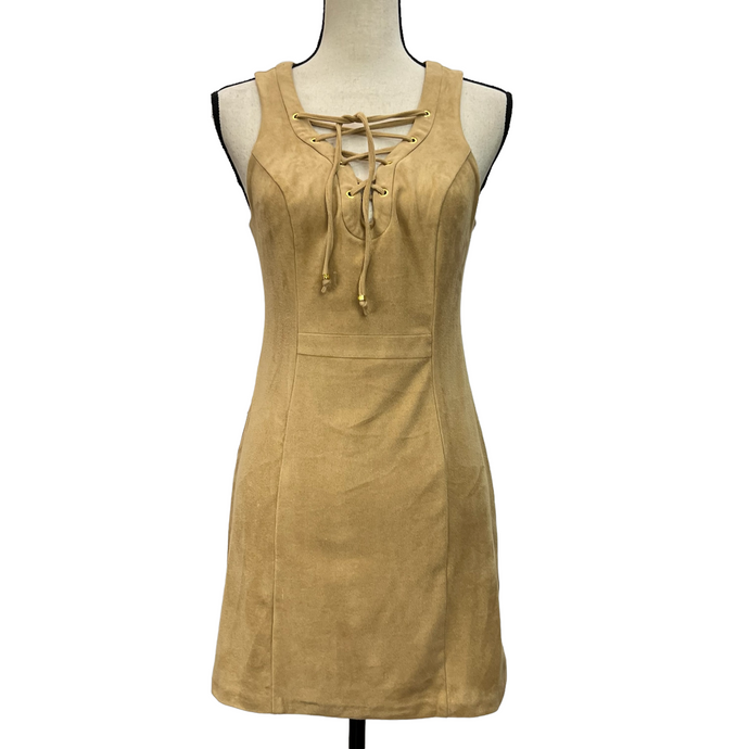 Tan Faux Suede Lace Up Dress Size 2