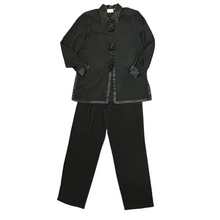 Load image into Gallery viewer, Christine and Jill Silky Black two-piece Pants &amp; Blouse Set Size Large
